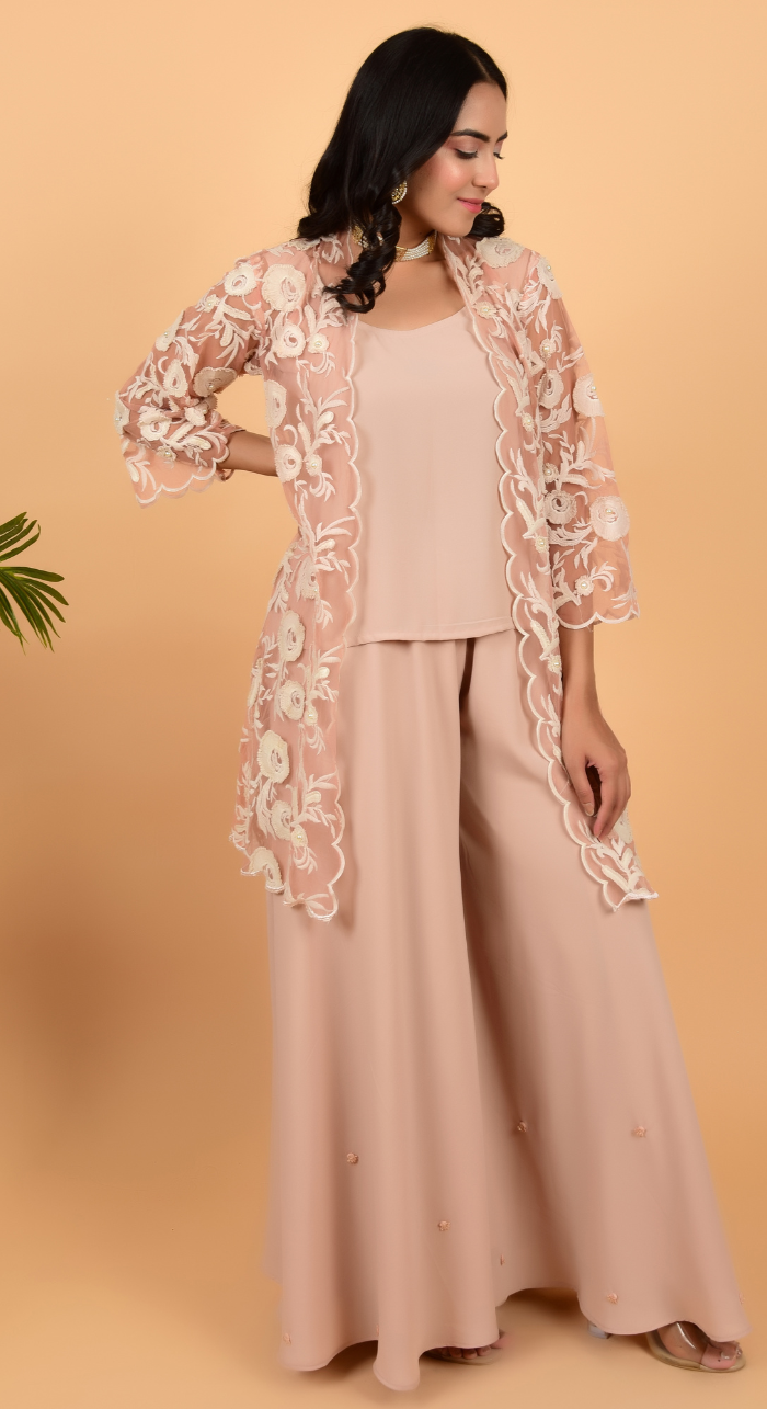 Double Georgette Co-Ords With Jacket