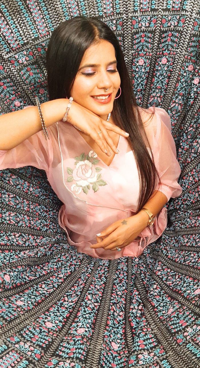 Foil Printing Lehenga With Designer Blouse
