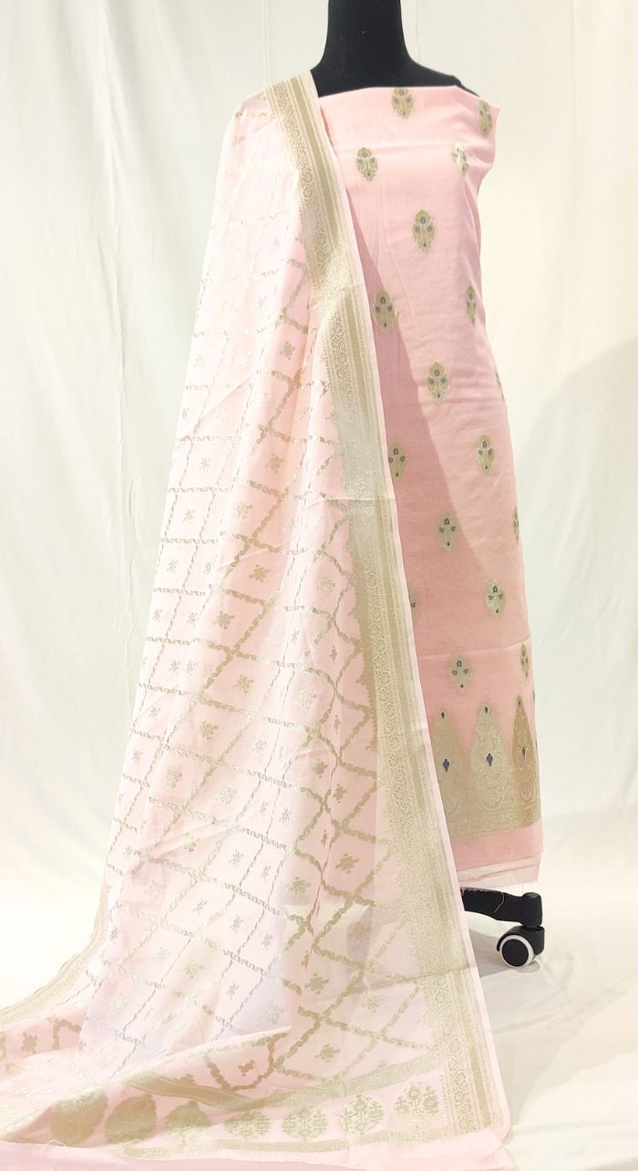 Pink Banarasi Silk Suit