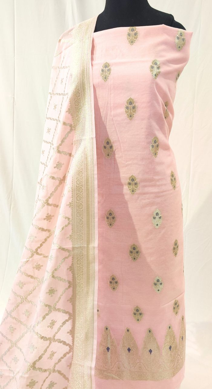 Pink Banarasi Silk Suit