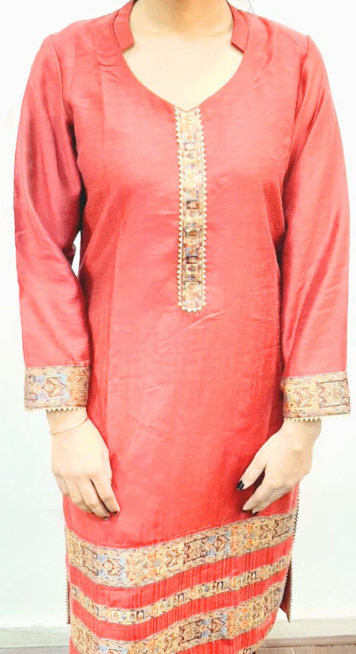 Silk Kurta With Banarasi Border