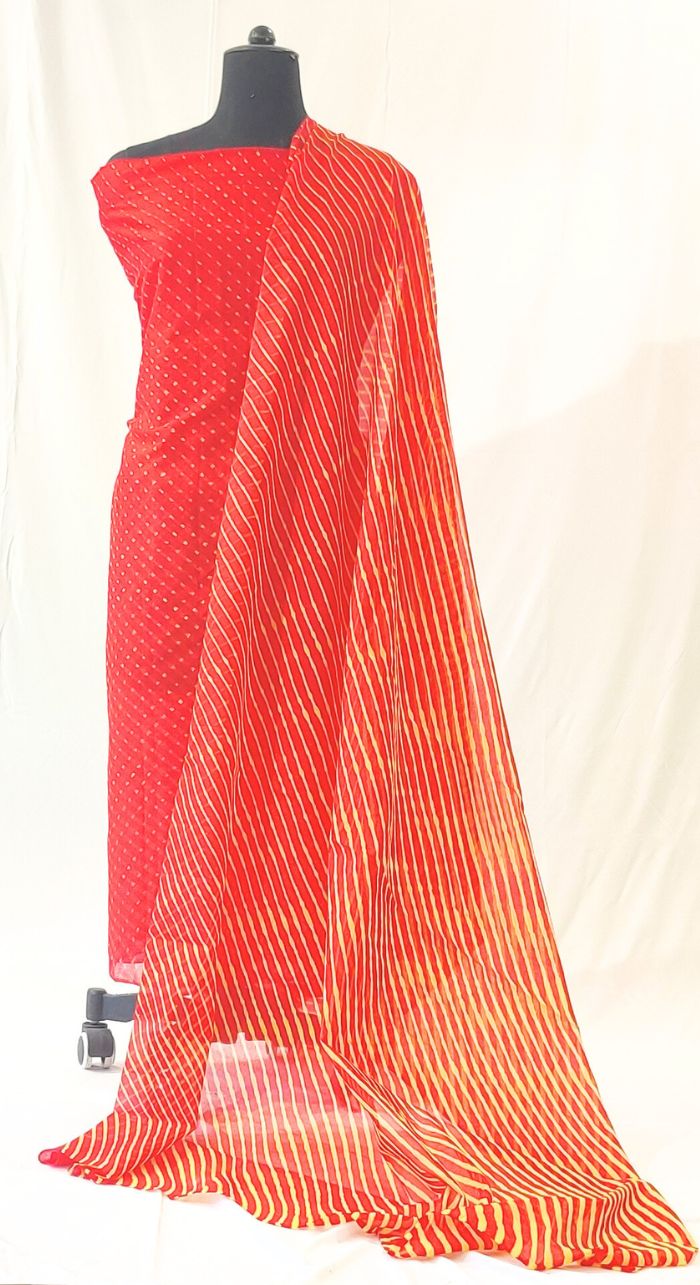 Red Kota Leheriya Suit