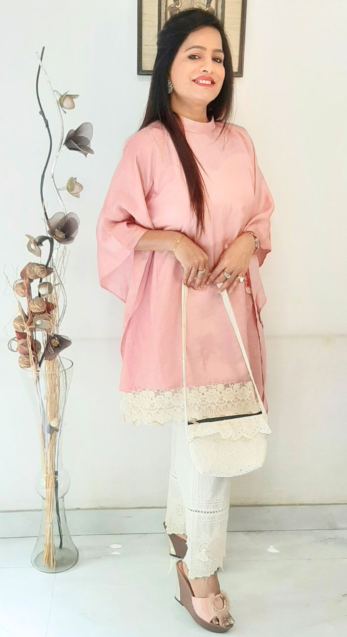Linen Silk Classy Kaftan With Pants