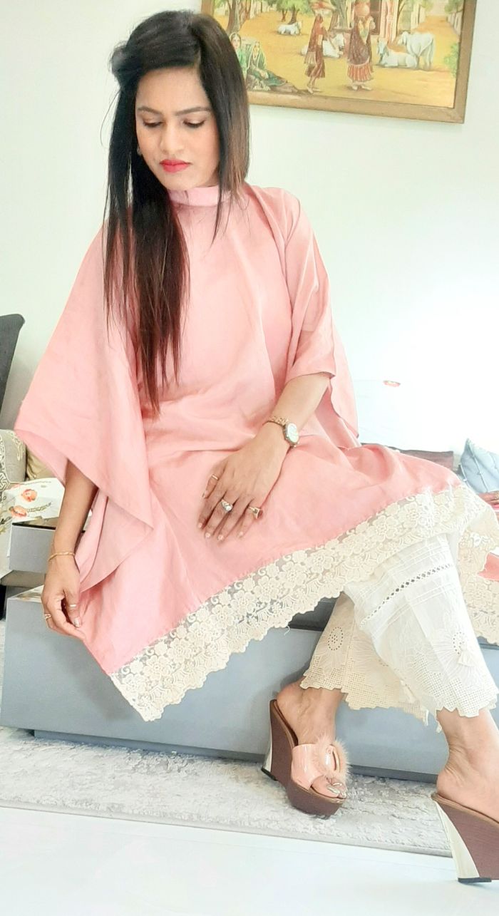 Linen Silk Classy Kaftan With Pants