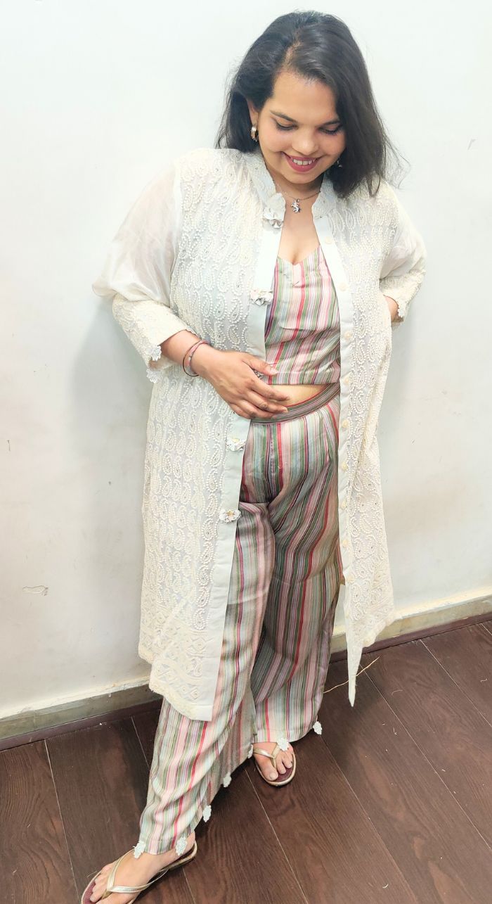 Glace Cotton Coord Set With Stylish Jacket
