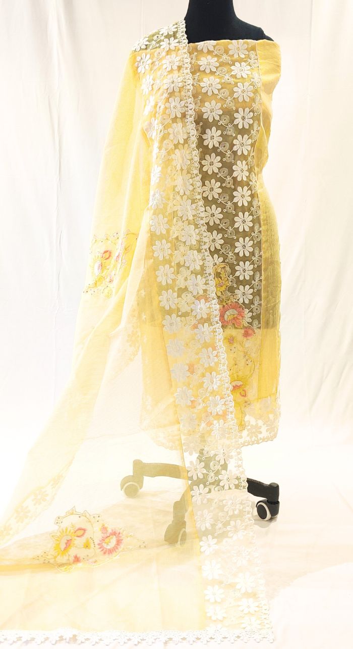 Yellow Cheque Kota Machine Work Suit