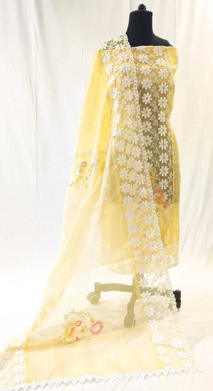Yellow Cheque Kota Machine Work Suit