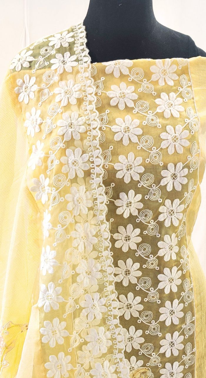 Yellow Cheque Kota Machine Work Suit