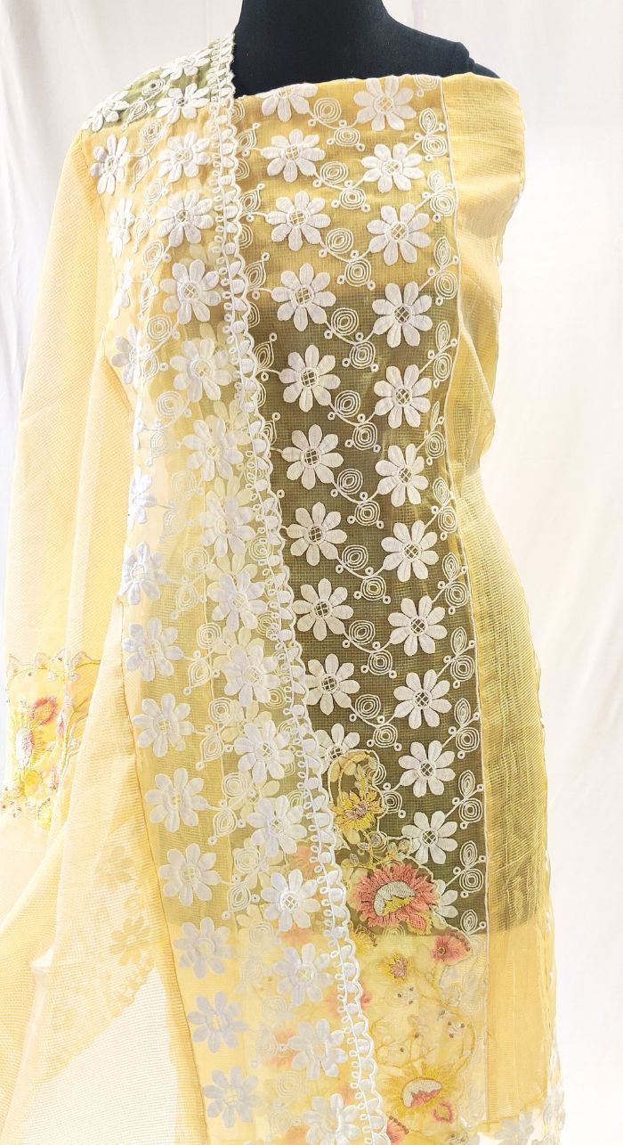 Yellow Cheque Kota Machine Work Suit