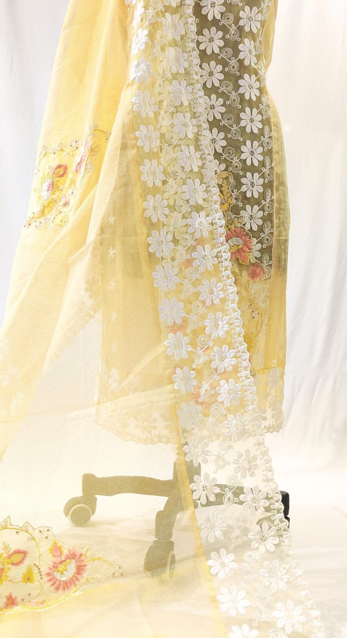 Yellow Cheque Kota Machine Work Suit