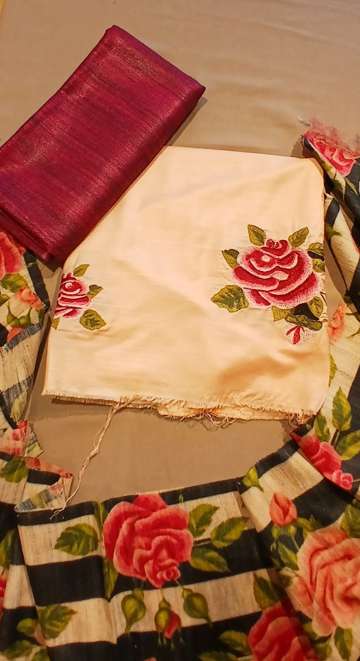Aabha Pushp Tasar Silk Unstitched Suit