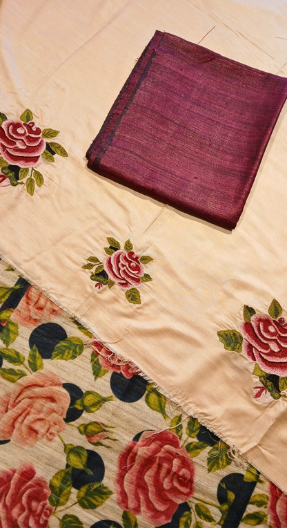 Aabha Pushp Tasar Silk Unstitched Suit