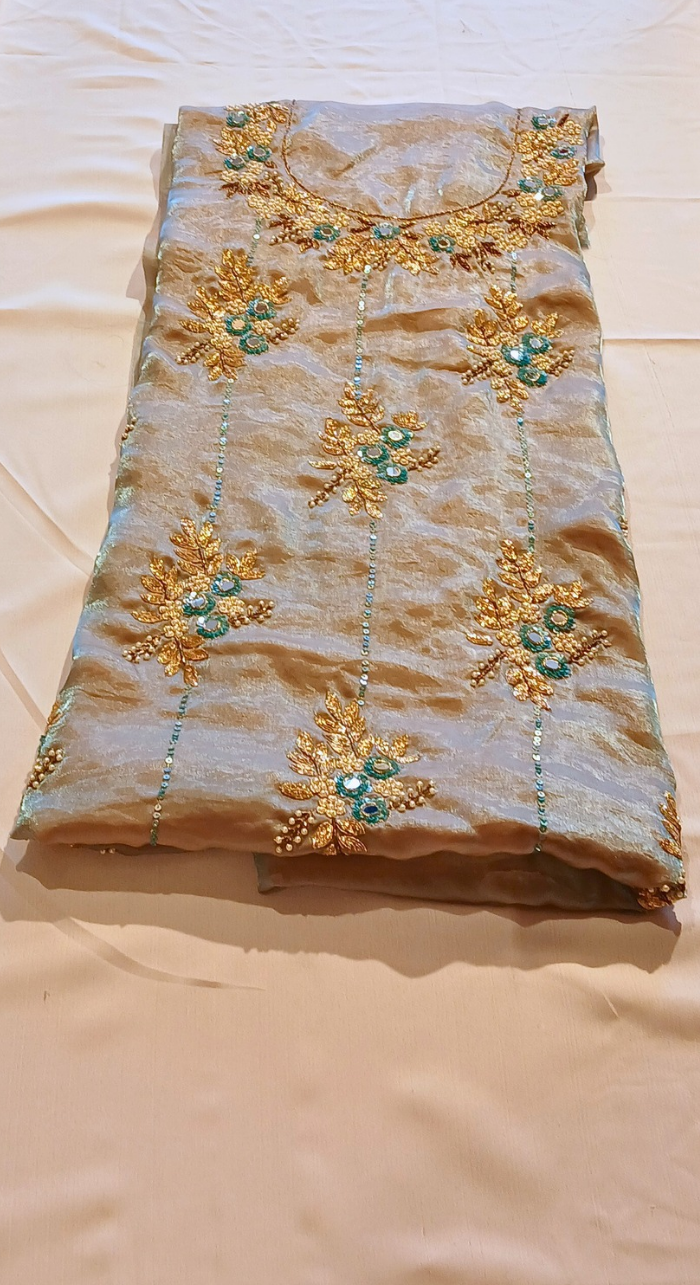 Zarqash Bloom Organza Silk Blend Unstitched Suit