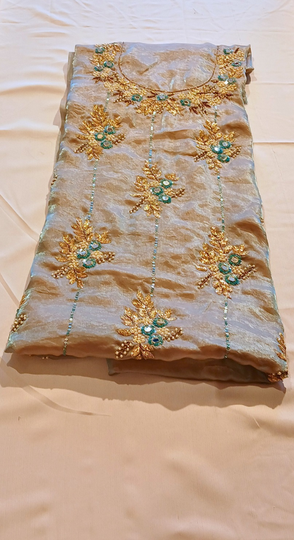 Zarqash Bloom Organza Silk Blend Unstitched Suit