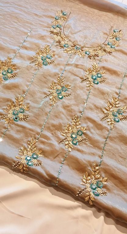 Zarqash Bloom Organza Silk Blend Unstitched Suit