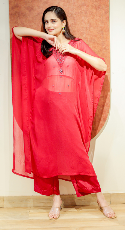 Tomato Blush Elegance (Mirror Work)