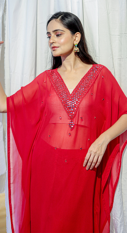 Tomato Blush Elegance (Mirror Work)