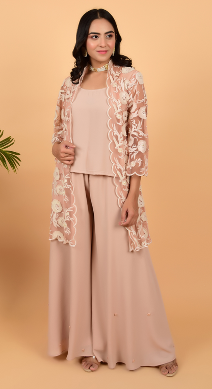 Double Georgette Co-Ords With Jacket