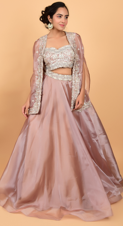 Designer Couture Lehenga With Cape