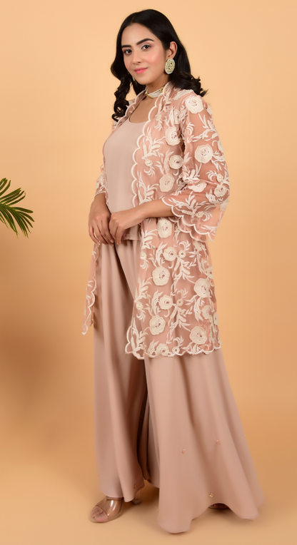 Double Georgette Co-Ords With Jacket