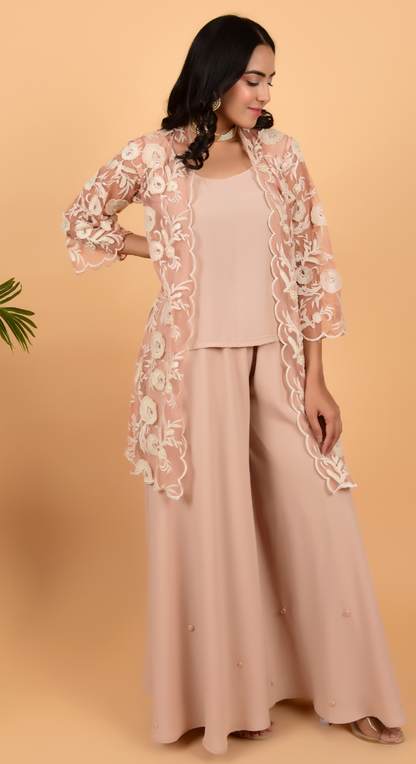 Double Georgette Co-Ords With Jacket