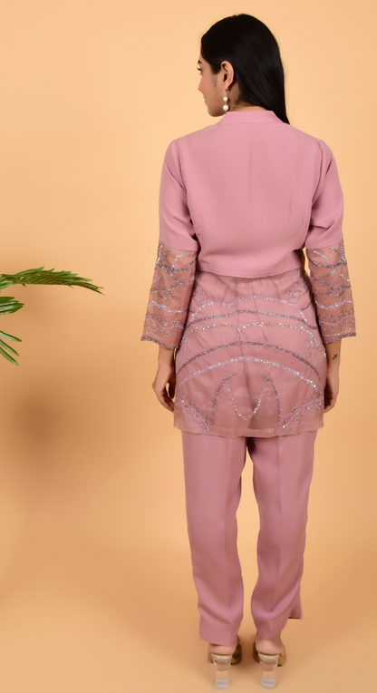 Peach Co-Ords With Hand Work