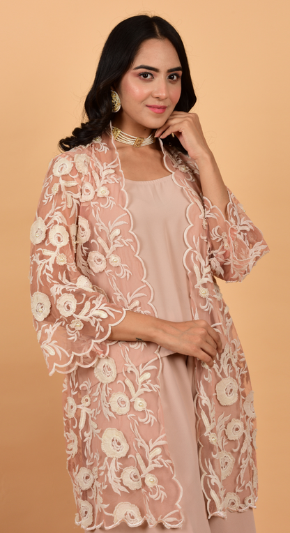 Double Georgette Co-Ords With Jacket