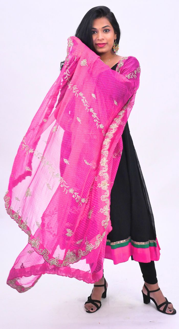 Black Banarasi Georgette Anarkali Suit With Georgette Hand Work Dupatta