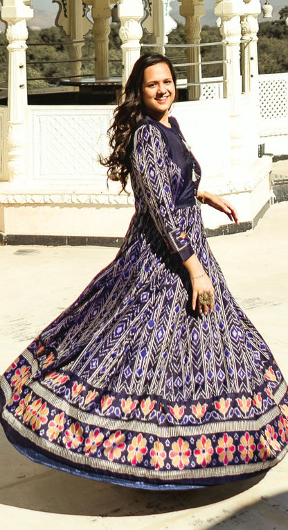 Blue Net Fabric Fancy Gown 