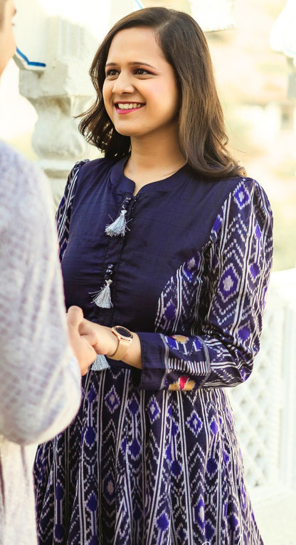 Blue Net Fabric Fancy Gown 