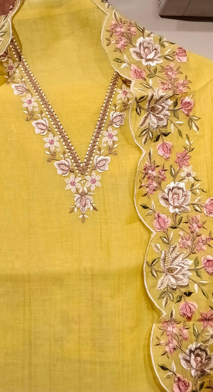 Gulnaar Heirloom Chanderi Semi-Stitched Cotton Suit