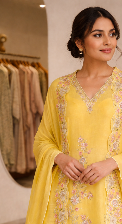 Peeli Riwaayat Chanderi Semi-Stitched Cotton Suit