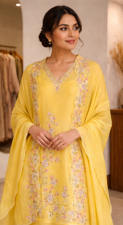 Peeli Riwaayat Chanderi Semi-Stitched Cotton Suit