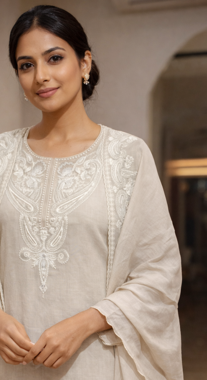 Noor Aabha Chanderi Semi-Stitched Cotton Suit
