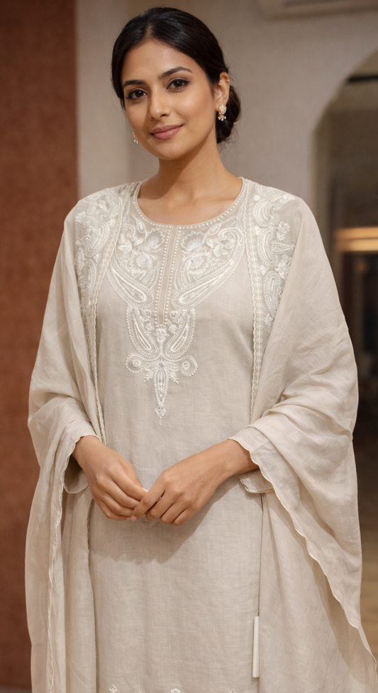 Noor Aabha Chanderi Semi-Stitched Cotton Suit