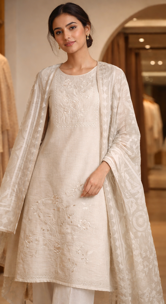 Nazakat Aura Chanderi Semi - Stitch Cotton Suit