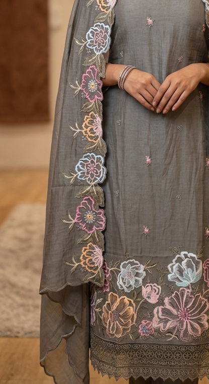 Meher Chanderi Semi-Stitched Cotton Suit