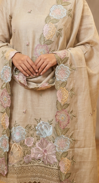 Meher Chanderi Semi-Stitched Cotton Suit