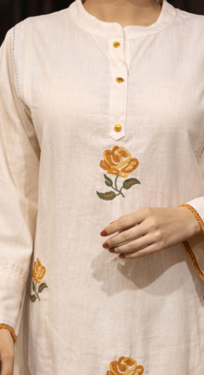 Eira Bloom White Kurti Palazzo