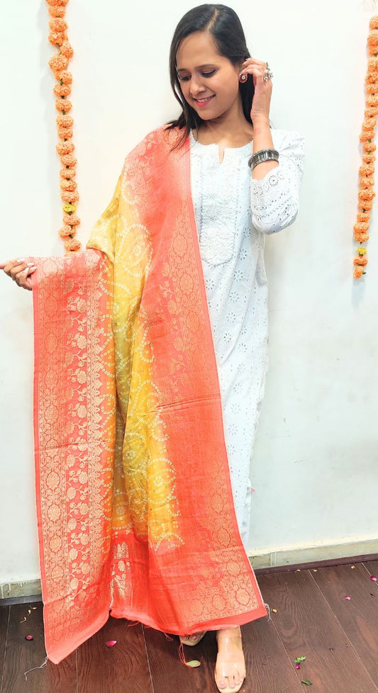 White Chikan Suit With Art Banarasi Dupatta