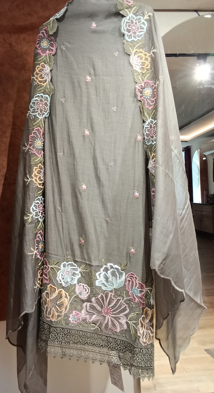 Meher Chanderi Semi-Stitched Cotton Suit