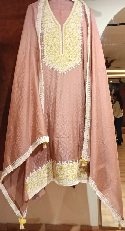 Ethereal Sunehra Chanderi Semi - Stitched Cotton Suit