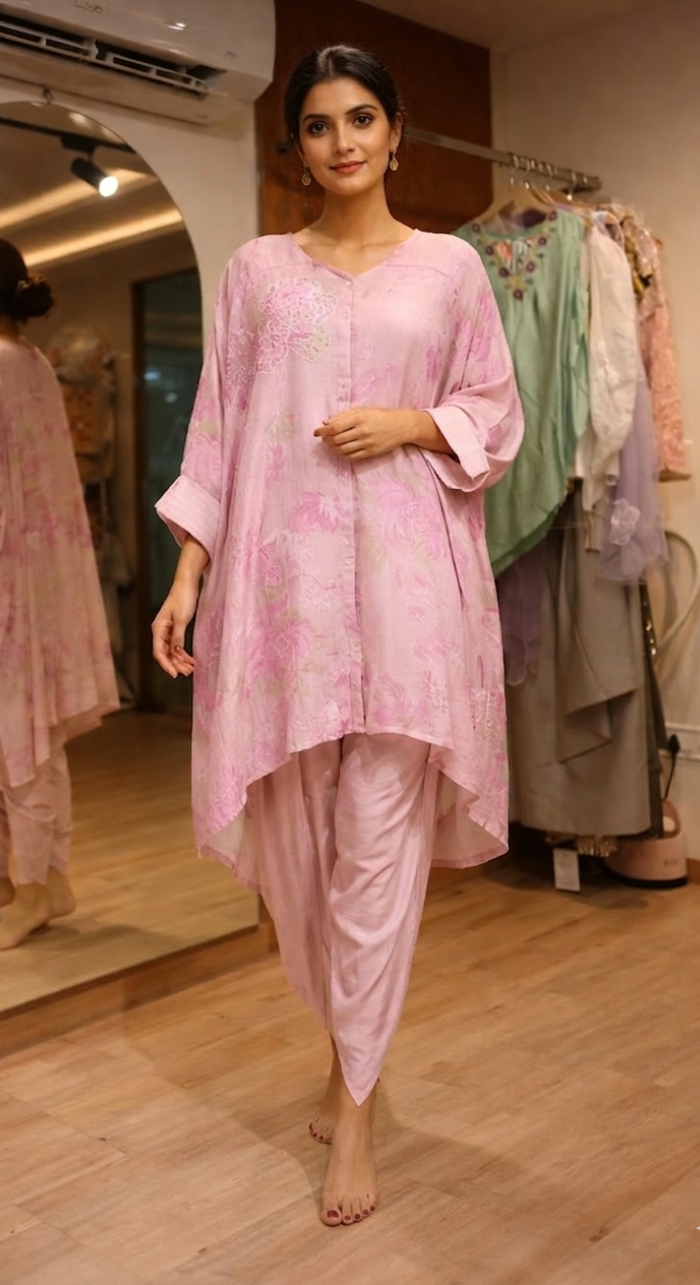 Abeer Flow Kaftan With Dhoti Salwar