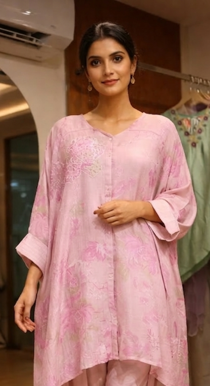 Abeer Flow Kaftan With Dhoti Salwar