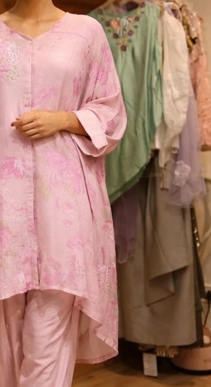 Abeer Flow Kaftan With Dhoti Salwar