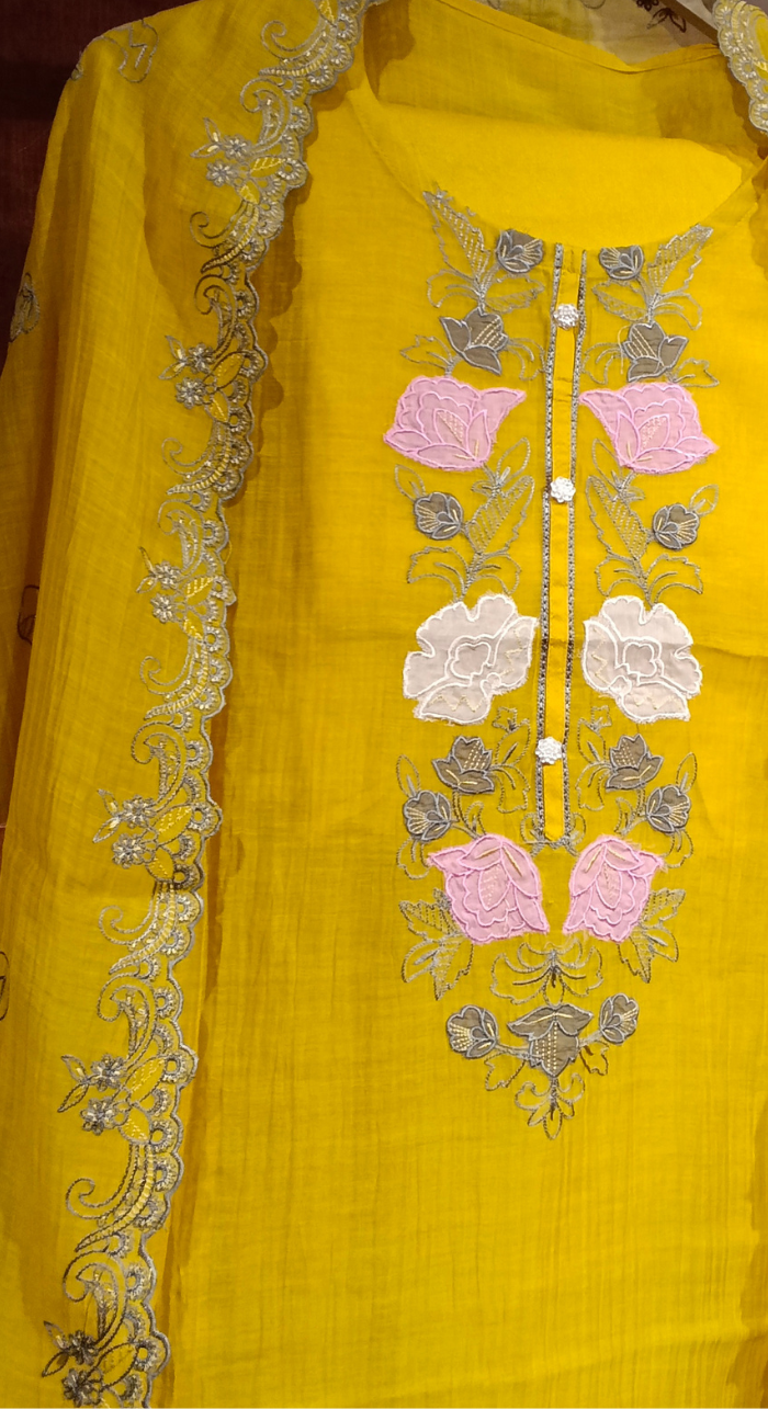 Peeli Riwaayat Chanderi Semi-Stitched Cotton Suit