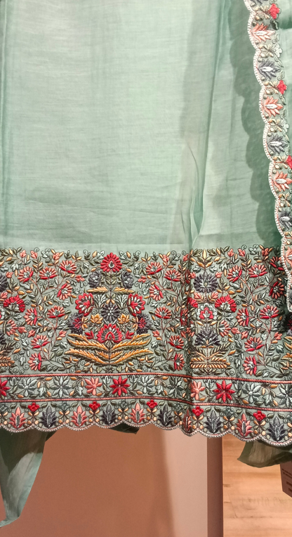 Emerald Heirloom Chanderi Semi - Stitched Cotton Suit