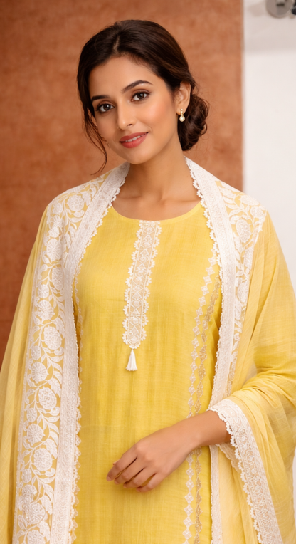 Raag Basanti Semi-Stitched Cotton Suit