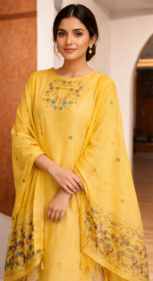 Peet Vastraa Semi-Stitched Chanderi Silk Suit