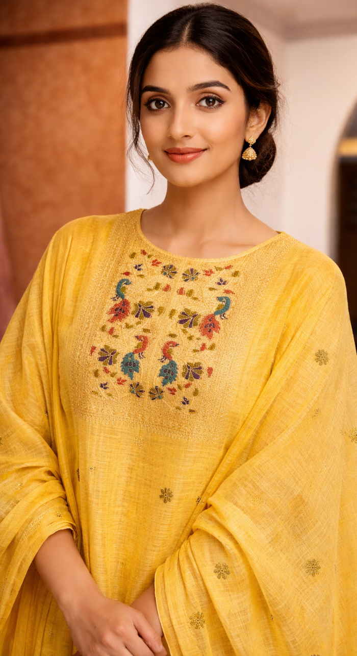 Peet Vastraa Semi-Stitched Chanderi Silk Suit